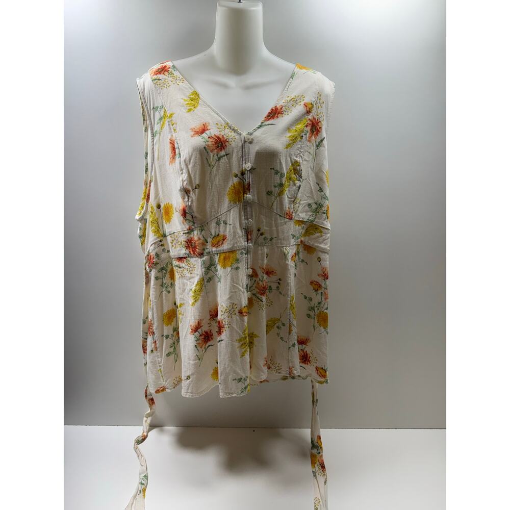 Torrid Women’s Cottage Core Plus Sz 3 Sleeveless Floral V Neck Blouse Romantic